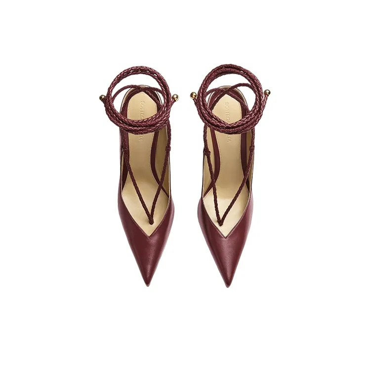 Bottega Veneta Slim Heel High Heels 10cm Women's Cherry Color-3