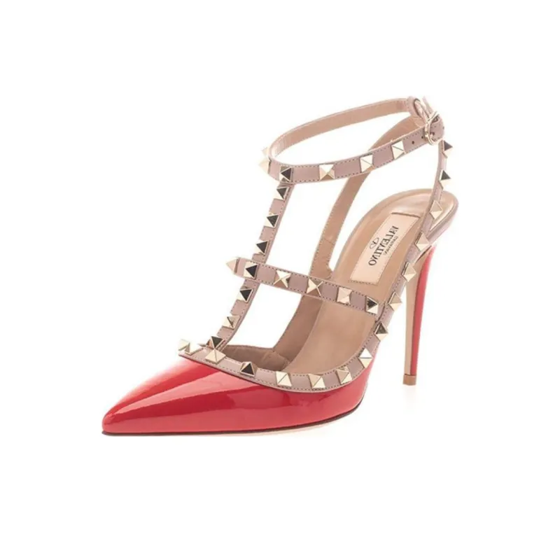 Valentino Slim Heel High Heels 10cm Women's Red-3