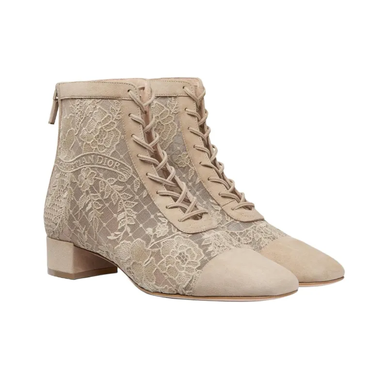 DIOR Naughtily-D Ankle Boots 3cm Women's Beige-3