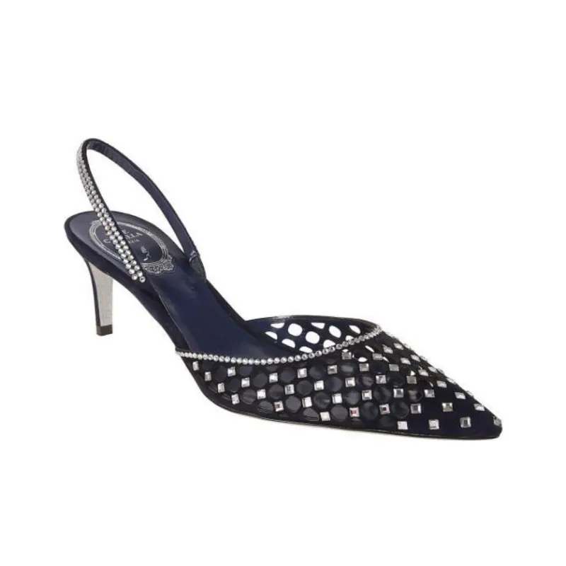 René Caovilla Carrie Suede Slingback Pumps-2