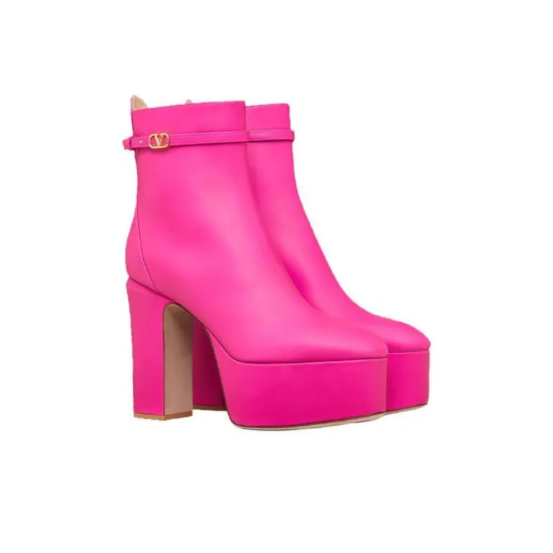 Valentino Tan Go GARAVANI Ankle Boots 12cm Women's Pink-2