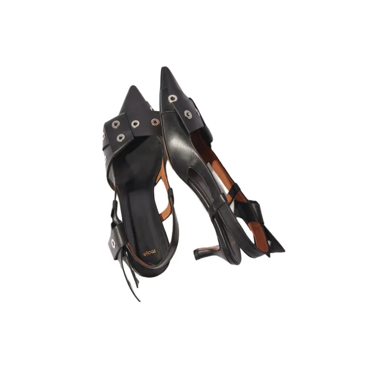 Maje Irregular Heel High Heels 5.5cm Women's Black-3