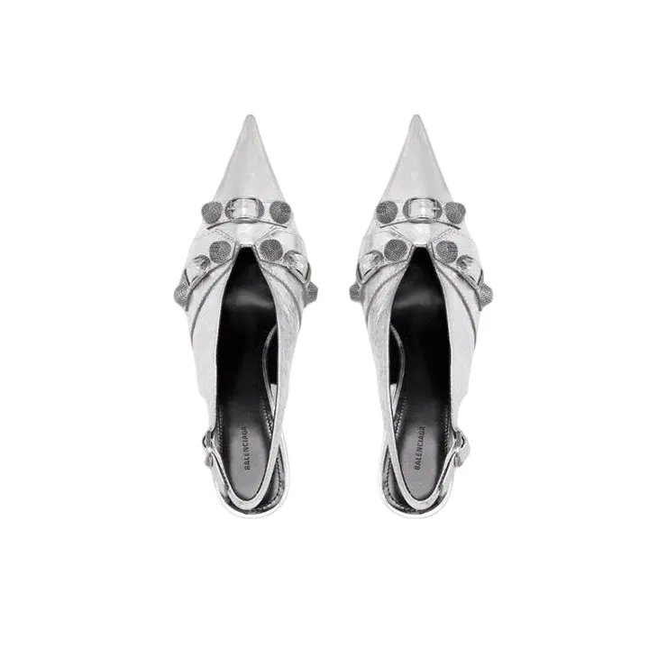 Balenciaga Knife Slim Heel High Heels Women's Silver-3