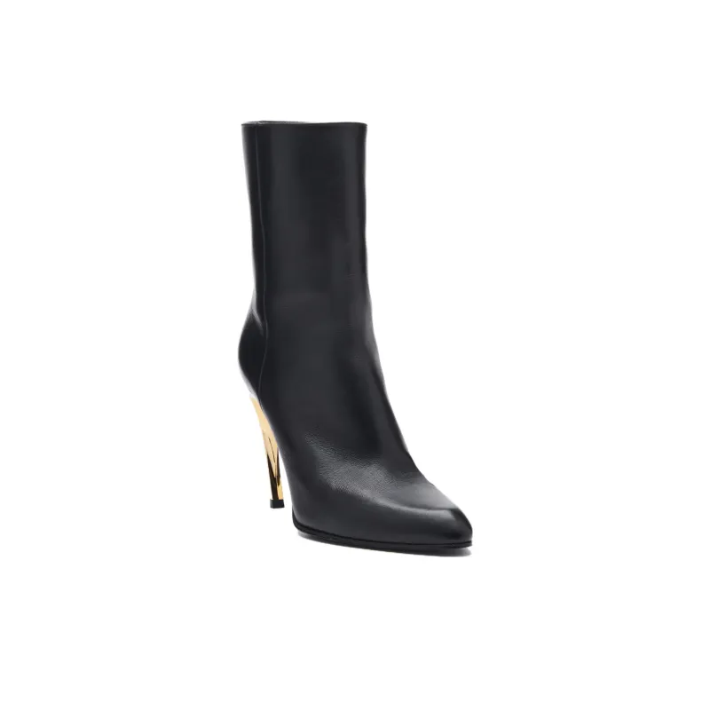 Alexander McQueen Armadillo Leather Ankle Boots 'Black Silver' Women's-2