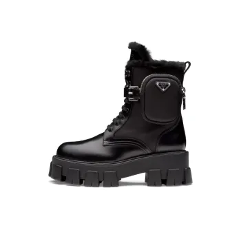 PRADA Monolith Ankle Boots Women's High-Top Black