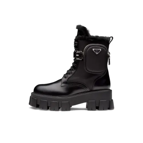 PRADA Monolith Ankle Boots Women's High-Top Black