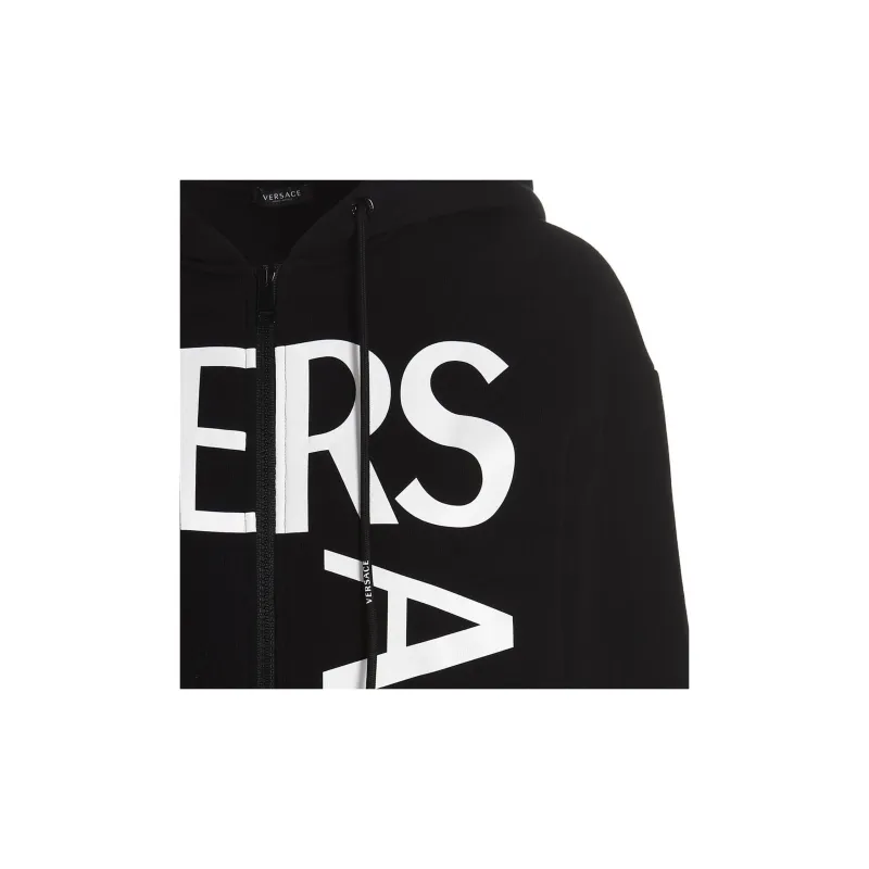 VERSACE Sweatshirt Fabric With Branding Print 'Black/White'-5
