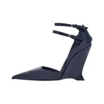 FERRAGAMO Wedge Heel High Heels 10.5cm Women's Midnight Blue