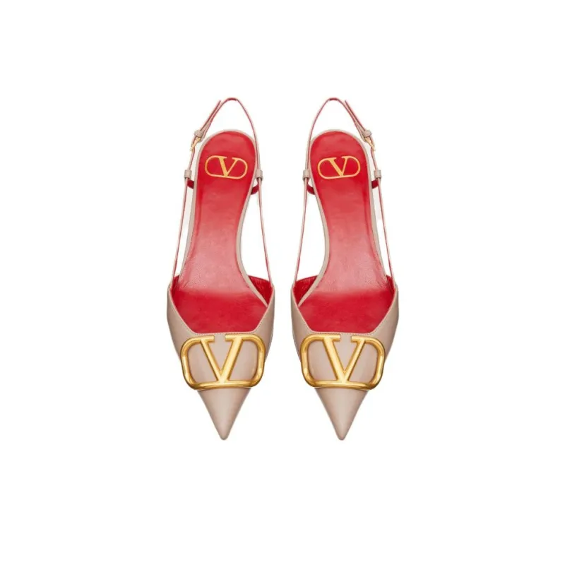 Valentino Vlogo Slim Heel High Heels 4cm Women's Nude Pink-3
