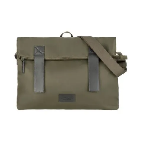 TUCANO Nylon With Leather Shoulder Bag Unisex Black/Olive Green-3