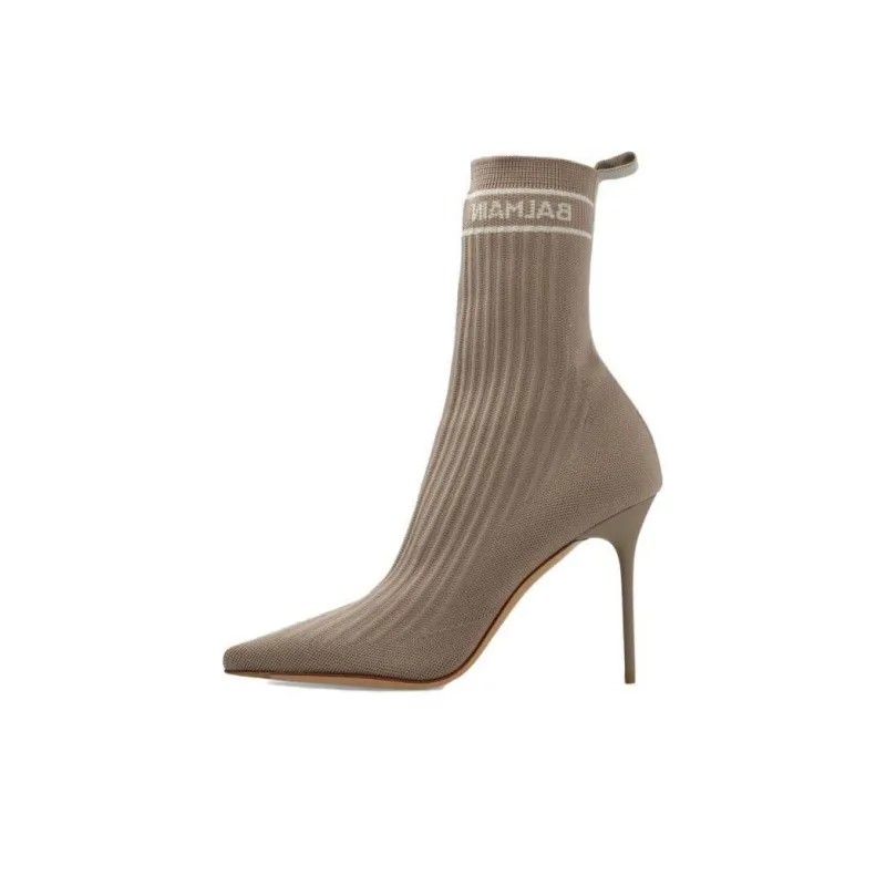 BALMAIN Ankle Boots 11cm Women's Beige-0