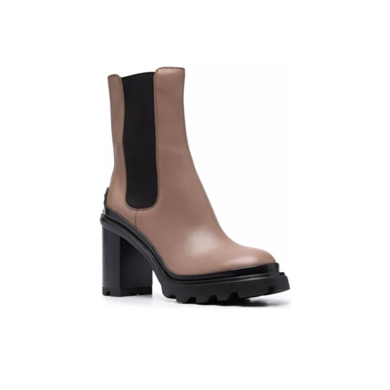 TOD'S Short Chelsea Boots Women's Umber-2
