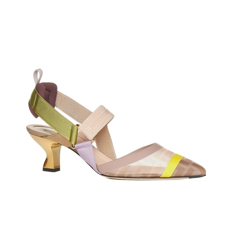 FENDI Chunky Heel High Heels 5.5cm Women's Pink-2