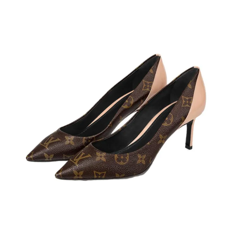 LOUIS VUITTON Chérie Slim Heel High Heels Women's Brown-2