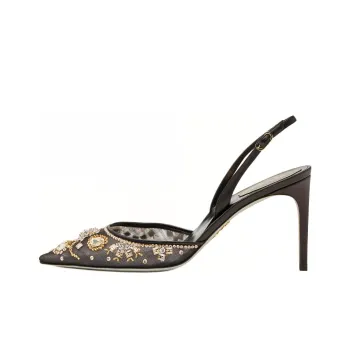 RENE CAOVILLA Aretha Slim Heel High Heels 8cm Women's Black Gold