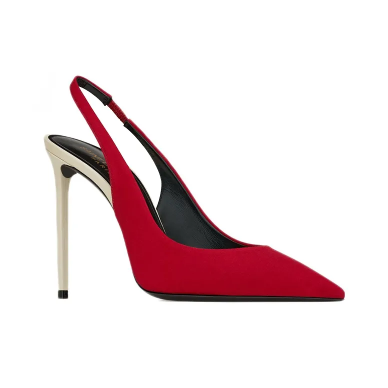 SAINT LAURENT Zoe Slim Heel High Heels 10cm Women's Dark Red-2