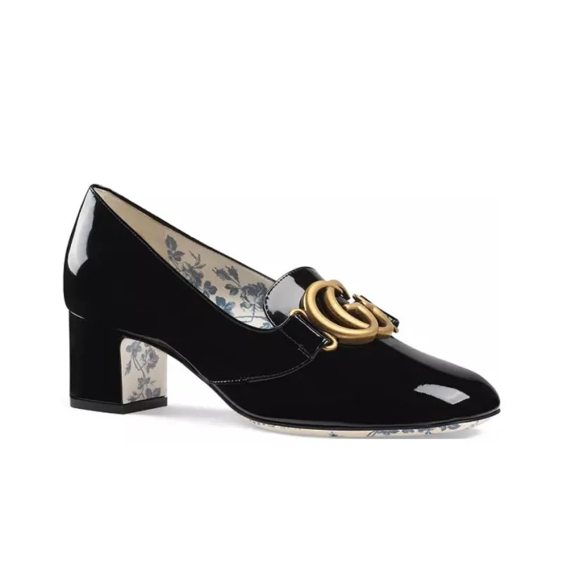 GUCCI Block Heel High Heels 5cm Women's Black-2
