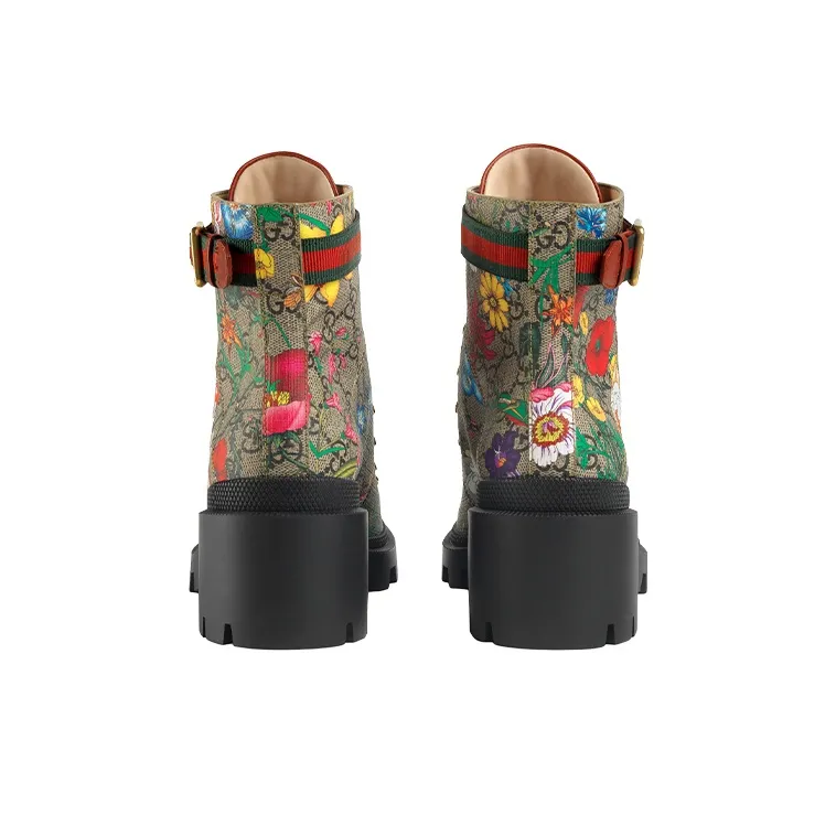 GUCCI Flora Print 57mm Ankle Boots-4