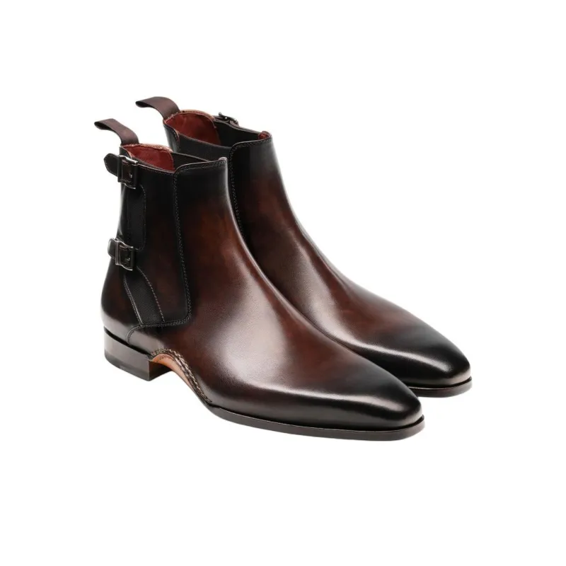 Magnanni Grant Short Chelsea Boots Men's Dark Brown-2