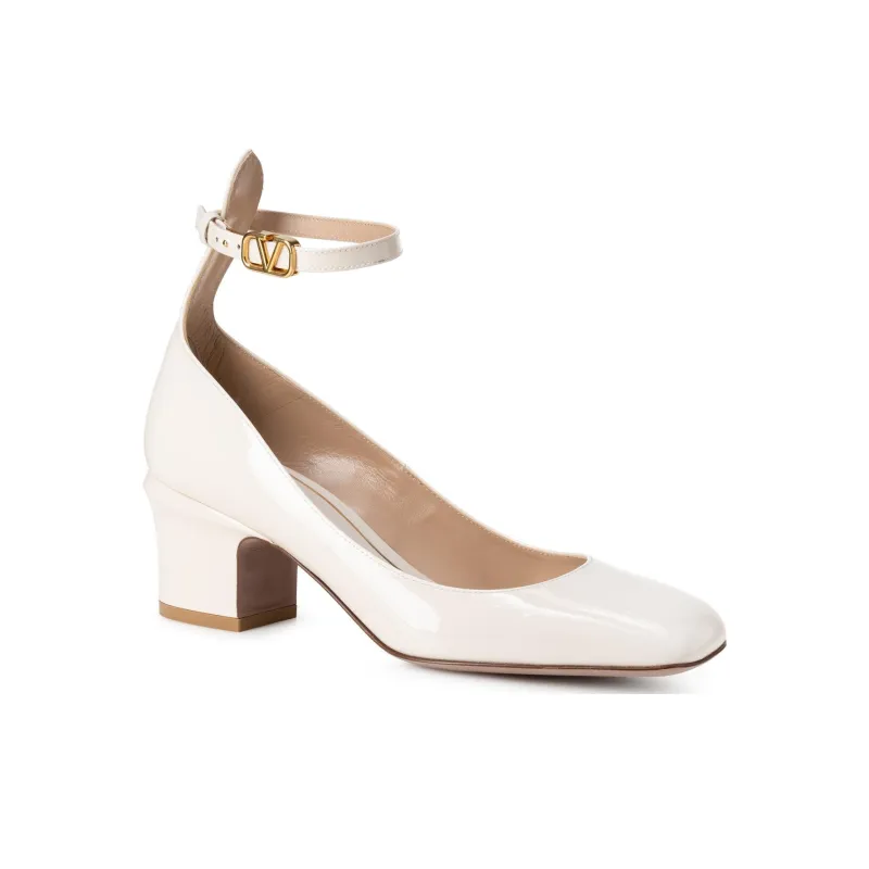 Valentino Tan Go Logo Plaque Square Toe Pumps-3