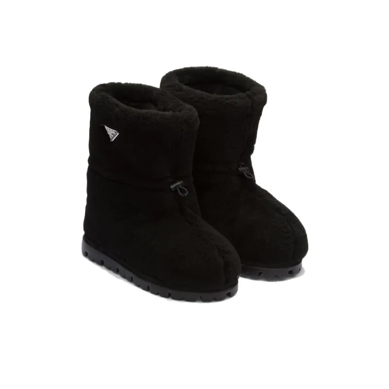 PRADA Warm Knee High Snow Boots Women's Black-2