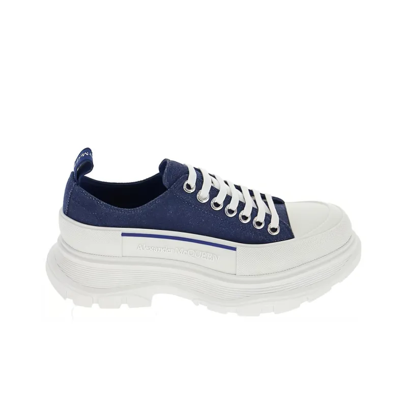 Alexander McQueen Tread Slick Lace Up Sneakers 'Blue Denim' Women's-1