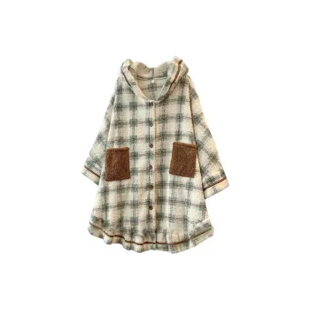 OEING Nightgown Women's Plaid Brown Ear