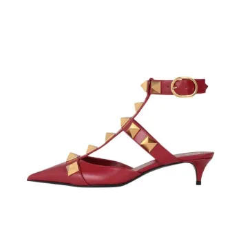 Valentino Roman Stud Cone Heel High Heels 5.5cm Women's Red