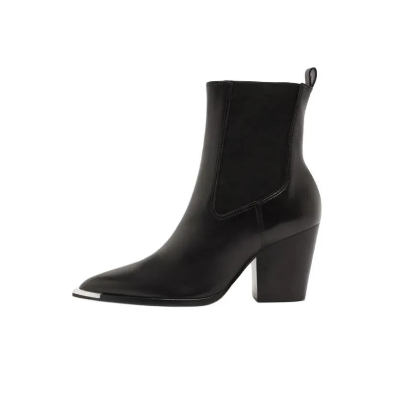Schutz Western Springsteen Short Chelsea Boots 8.3cm Women's Black-0