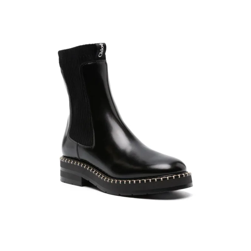 Chloé Noua Decorative stitch Leather Boots-2