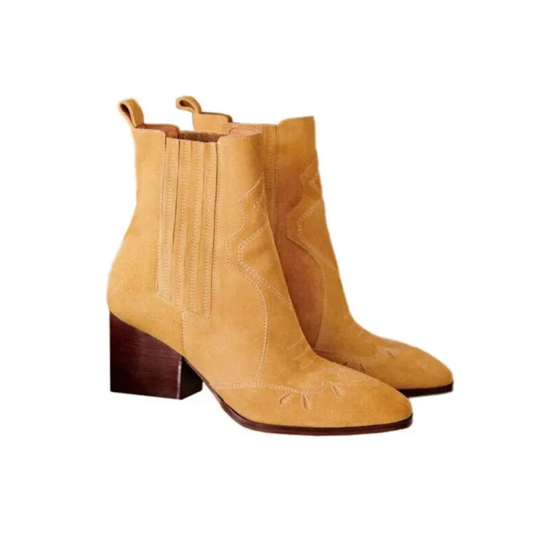 Sezane Short Chelsea Boots Women's Brown-1