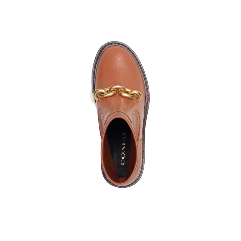 COACH 75mm Chain-link Detailing Leather Boots-2