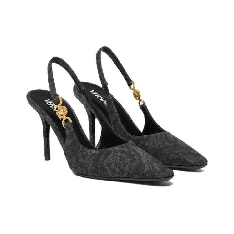 FANSIZHE Barocco MEDUSA '95 Slim Heel High Heels 8.5cm Women's Black-2