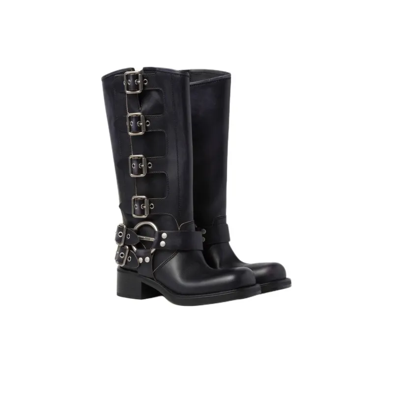 MIU MIU Buckle-detail Leather Boots-3