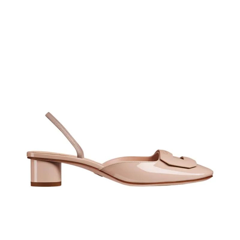 DIOR Chunky Heel High Heels 3.5cm Women's Nude-1