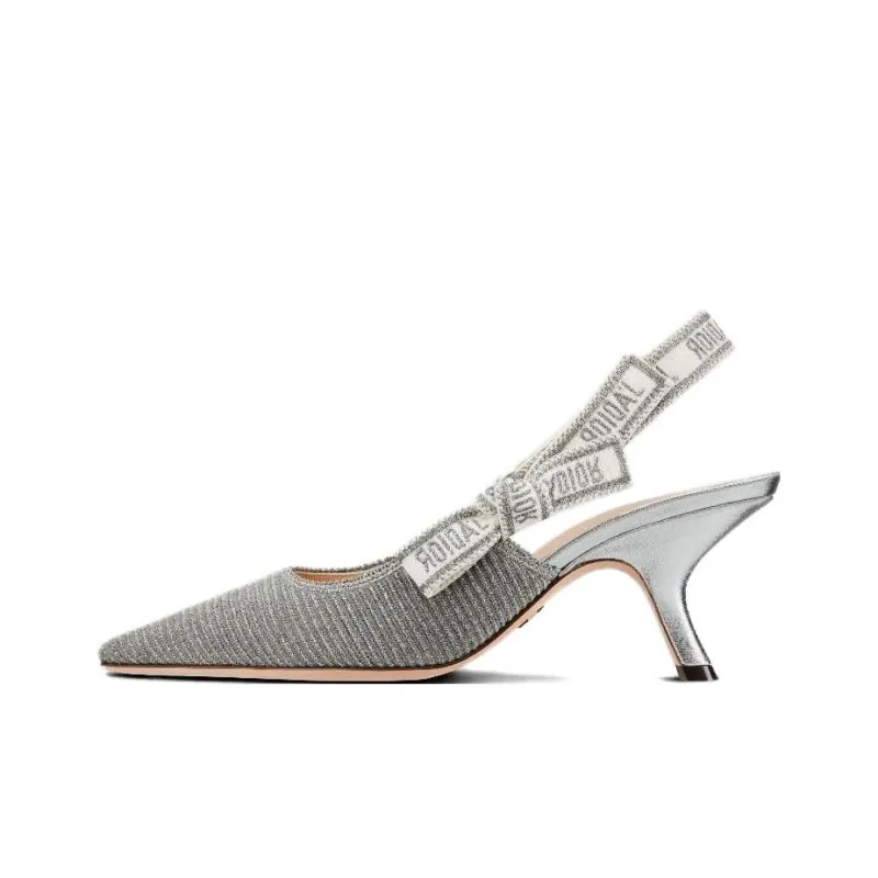 DIOR J'Adior Flared Heel High Heels Women's Silver-0