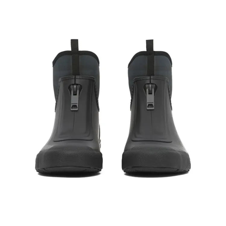 Burberry Flinton Rain Boots Black Charcoal Rubber Women's-2