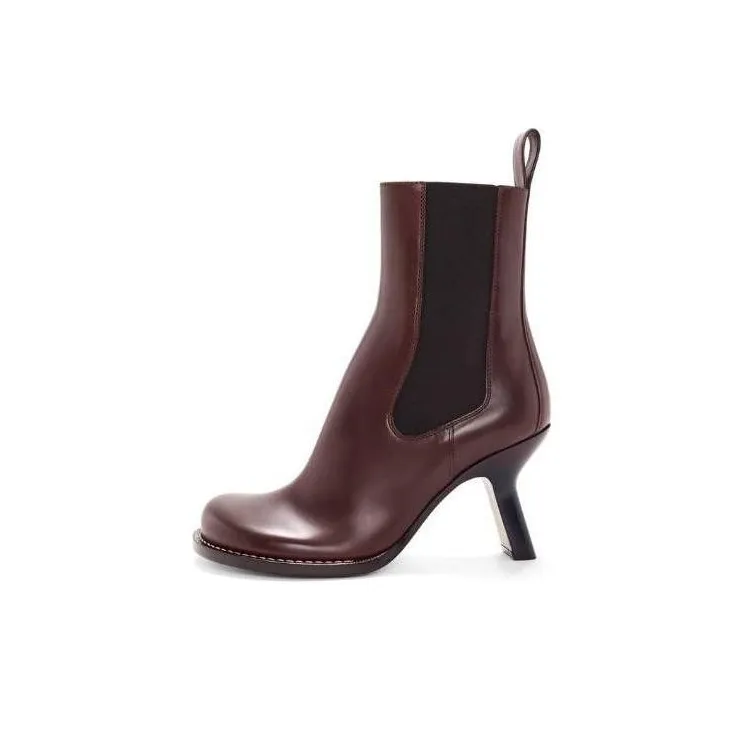 LOEWE Campo Short Chelsea Boots 9cm Women's Burgundy-0