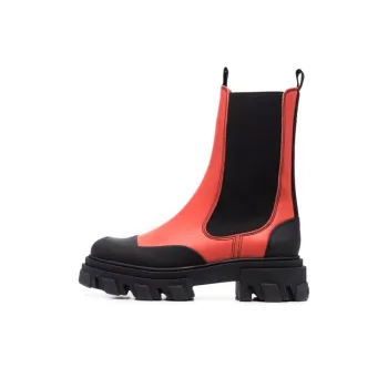 GANNI Short Chelsea Boots 5cm Women's Red Black