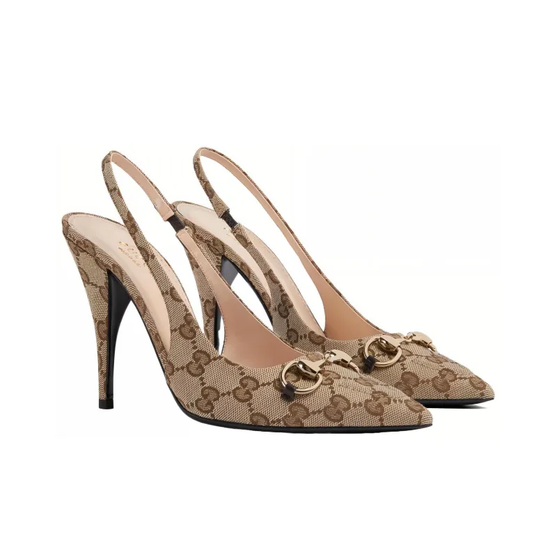 GUCCI Slim Heel High Heels 10cm Women's Brown-1