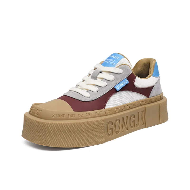 GONGJI Square Inches Skateboard Shoes Unisex Low Top Red-2