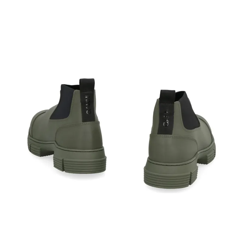 GANNI Crop City Ankle Length Chelsea Boots Women's Green-3