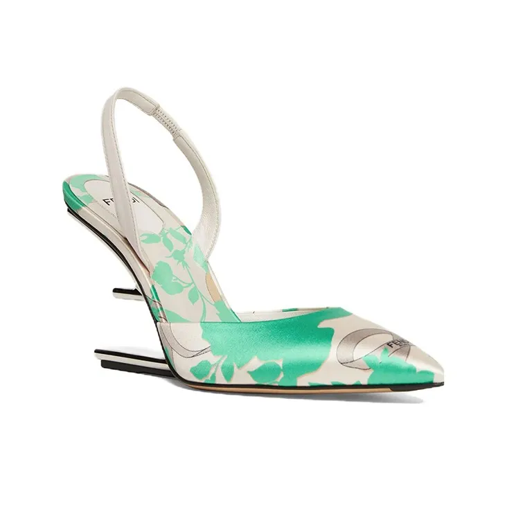 FENDI First Irregular Heel High Heels 6.5cm Women's Green-2