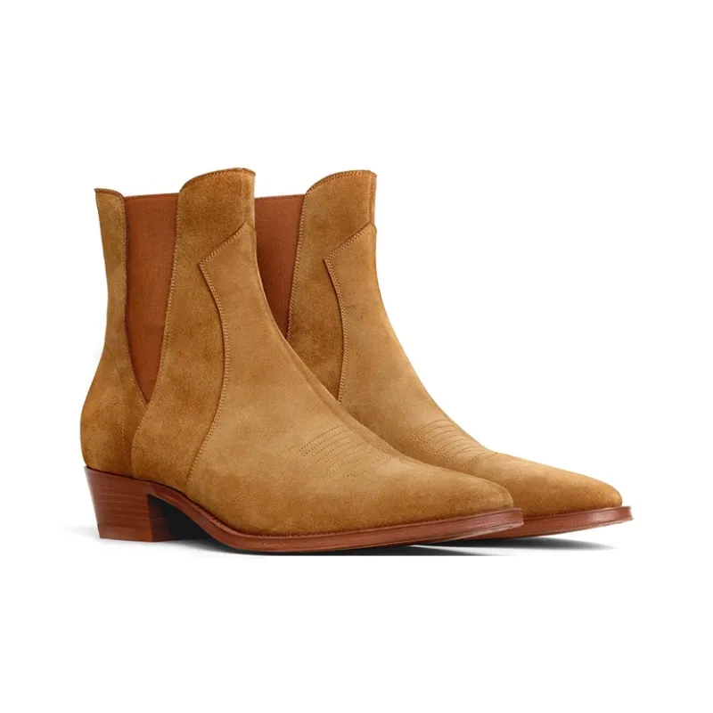 CELINE Camargue Chelsea Boots Men's Brown-1