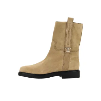 TOD'S T Plaque Round Toe Ankle Boots Women's