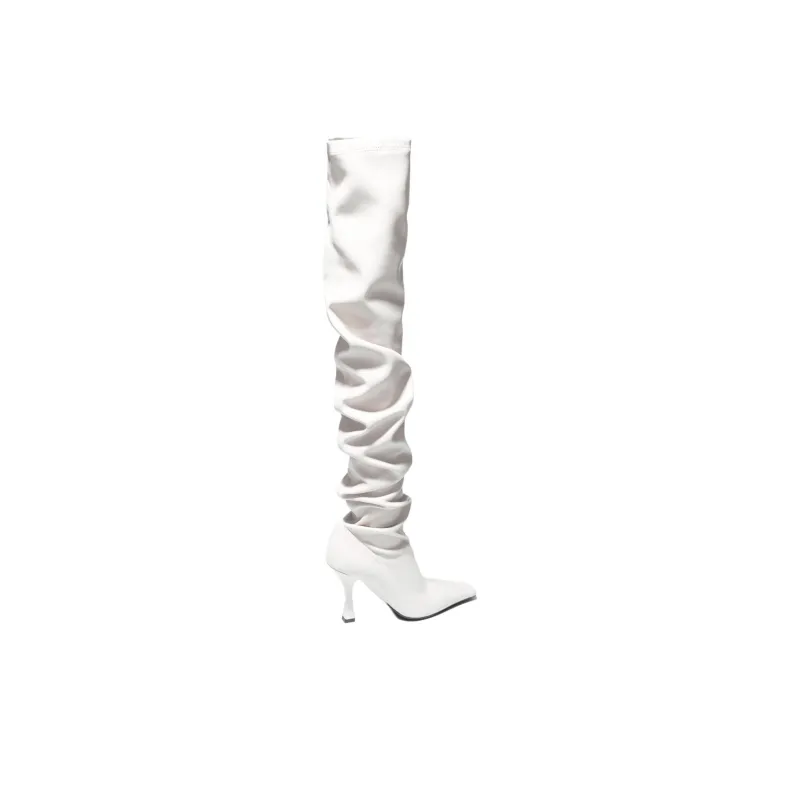 PROENZA SCHOULER Trap Over the knee Boots 9cm Women's White-3