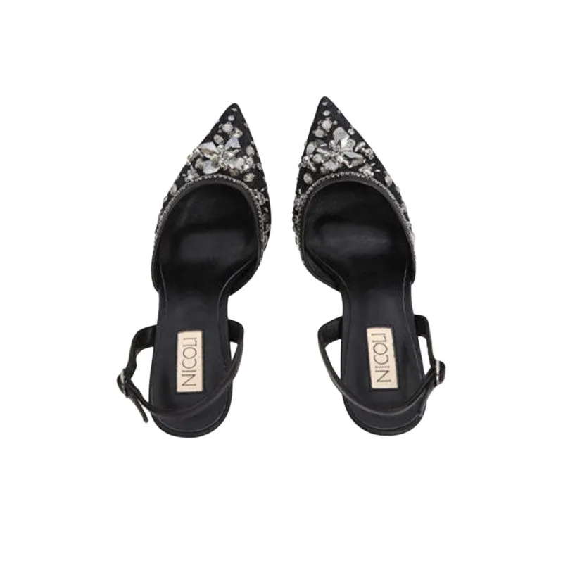 NICOLI Hailee Slim Heel High Heels 7cm Women's Black-4