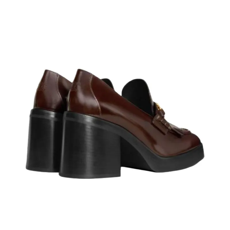 CELINE Tess Chunky Heel High Heels Women's Brown-3