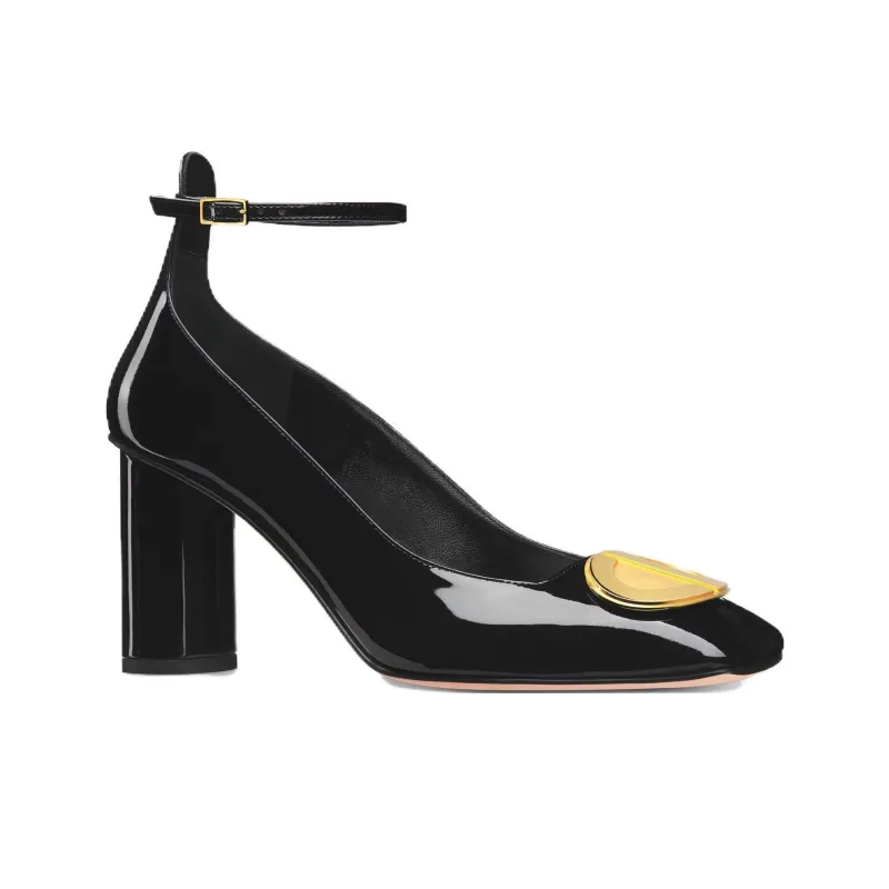 DIOR Chunky Heel High Heels 8cm Women's Black-1