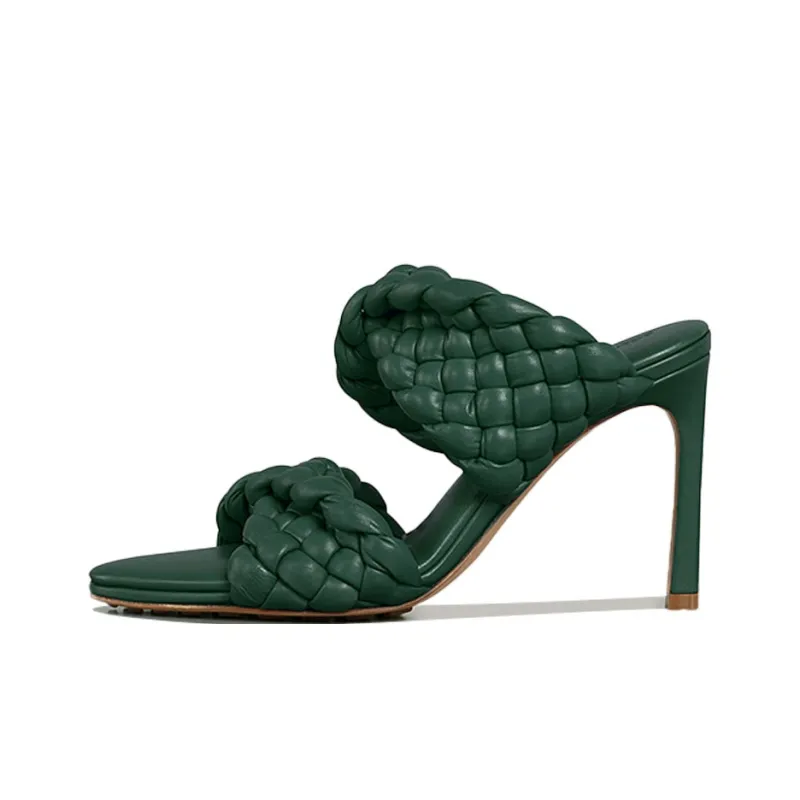 Bottega Veneta Slim Heel Stylish Sandals 9.5cm Women's Dark Green-0